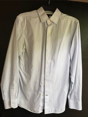 BR Lt Blue Micro-Check Dress Shirt Slim fit Small